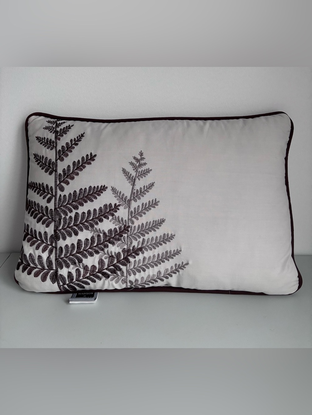 Madison Square Park Embroidered Fern Accent Cushion Throw Pillow